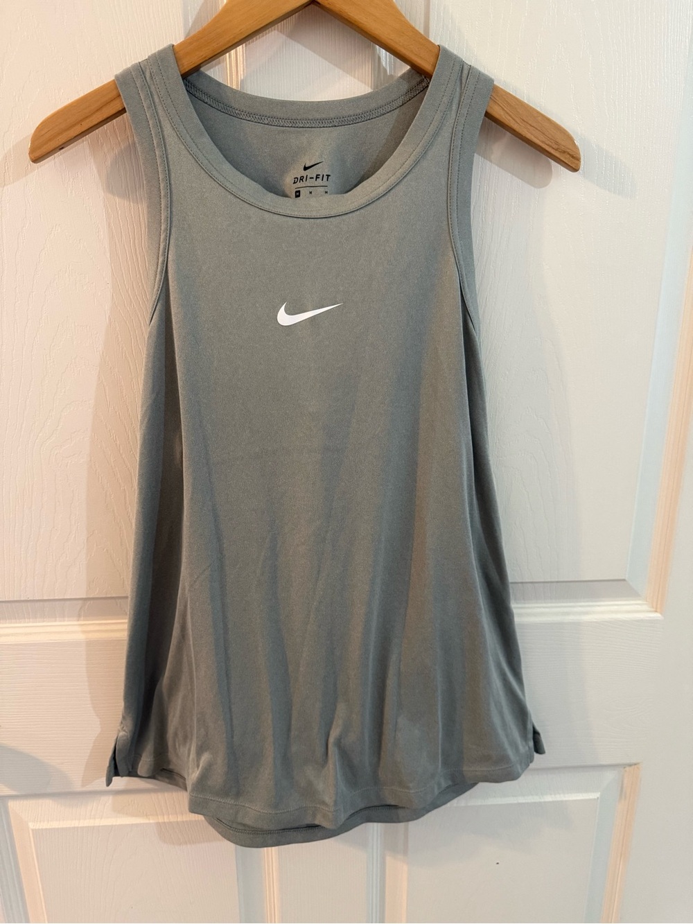 Nike Women's Light Gray Dri-FIT Tank Top with White Swoosh